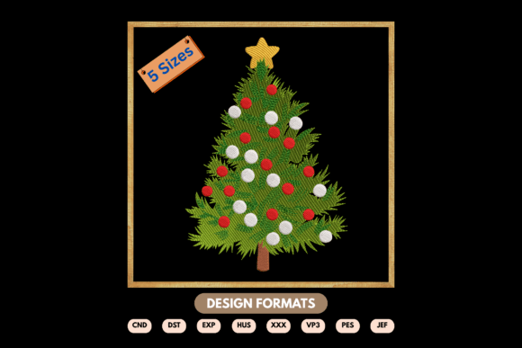 Classic Christmas Tree Embroidery Design