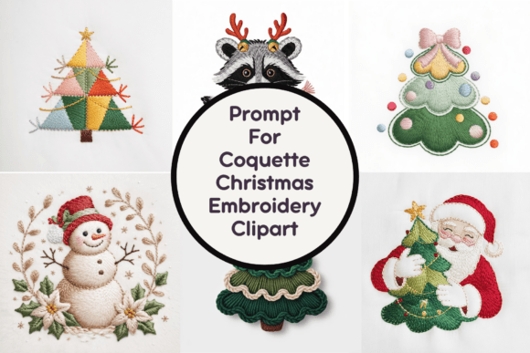 Coquette Christmas Embroidery Clipart