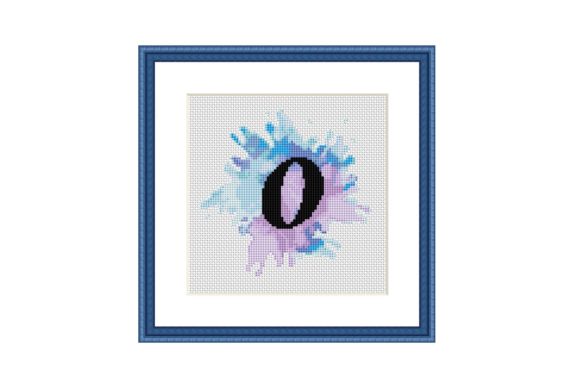 Letter O Watercolor Cross Stitch Pattern