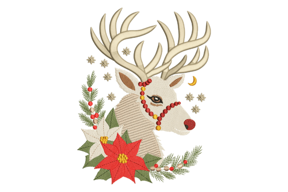 Reindeer Head with Poinsettia